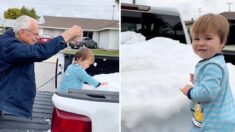 Abuelitos recorren 86 milllas para que su bisnieto vea la nieve por primera vez
