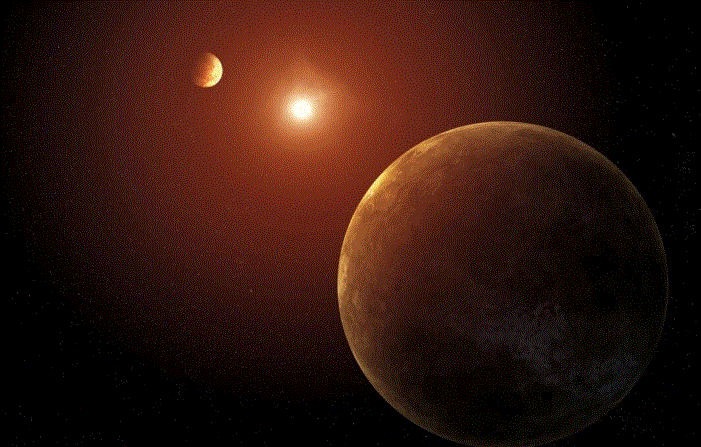 Representación artística de dos de los siete planetas descubiertos en órbita alrededor de una estrella similar al Sol. (Daniel Rutter/NASA)