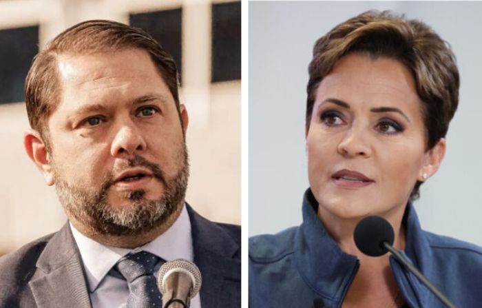 Los candidatos Ruben Gallego (D-Ariz) y Kari Lake (R-Ariz) iniciaron su campaña al Senado de Estados unidos. (Rebecca Noble/AFP vía Getty Images)