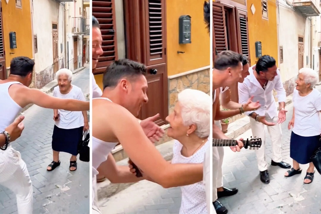 Hermanos se reencuentran con anciana que los cuidó de niños y le cantan serenata en plena calle