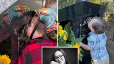 Niño de 3 años besa monumento de su mamá fallecida por suicidio y la llama «ángel de la familia»