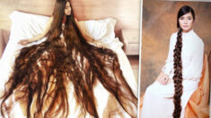 Esta «chica Rapunzel» que nunca ha cortado su pelo, dice que tarda un día entero en secarse: Fotos