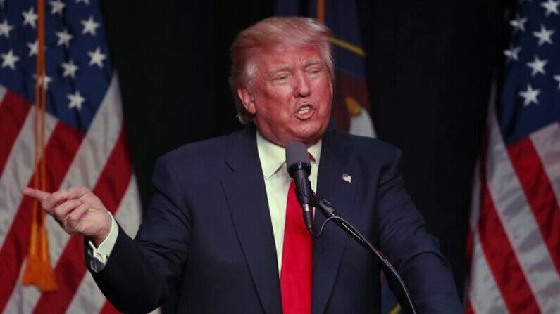 El candidato presidencial republicano Donald Trump en el Infinity Event Center, en Salt Lake City, Utah, el 18 de marzo de 2016. (George Frey/Getty Images)
