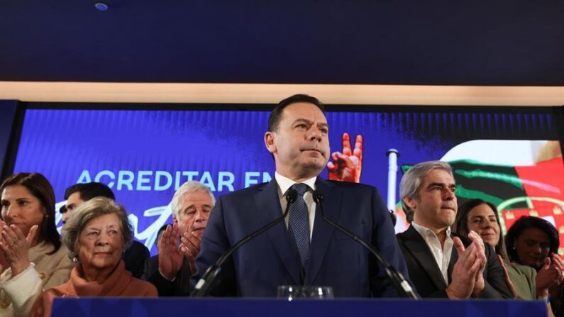 El líder de la coalición de centroderecha Alianza Democrática (AD), Luís Montenegro, este 10 de marzo de 2024. EFE/ Tiago Petinga
