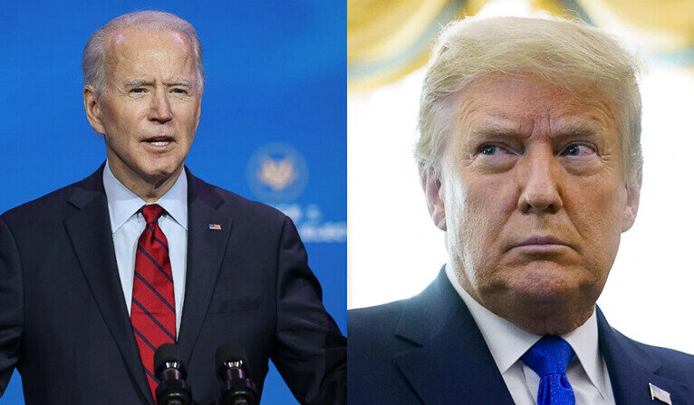 El presidente Joe Biden (izq.) y el entonces presidente Donald Trump en fotografías de archivo. (Getty Images; Foto AP)