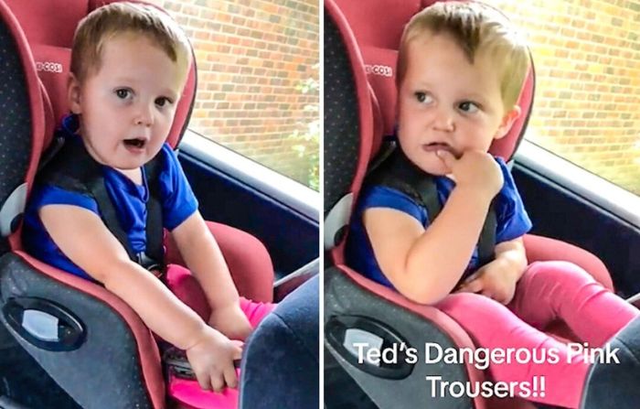 Niño reclama en un gracioso video por pantalones color rosa “Son peligrosos”