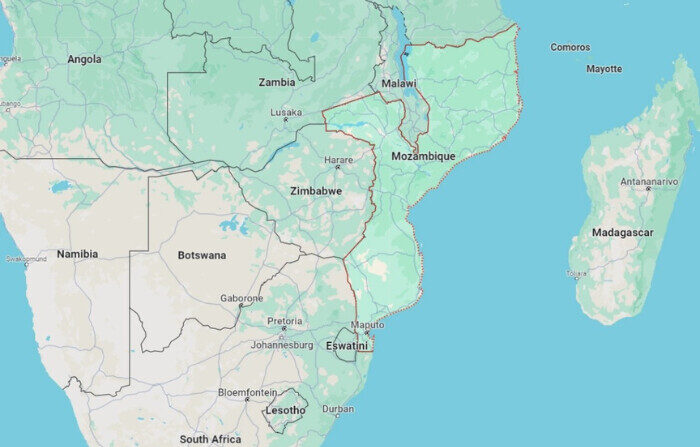 El mapa muestra la ubicación de Mozambique el 8 de abril de 2024. (Google Maps)