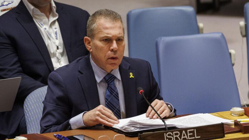 El embajador de Israel ante la ONU, Gilad Erda, el 22 de marzo de 2024. (EFE/SARAH YENESEL)