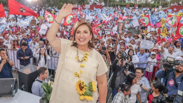 La candidata presidencial, Xóchitl Gálvez, durante un mitin el 17 de abril de 2024 en Cuernavaca, Morelos. (Cortesía: Xóchitl Gálvez)