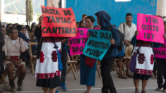 Indígenas protestan para pedir un alto al narcotráfico en Chiapas, México