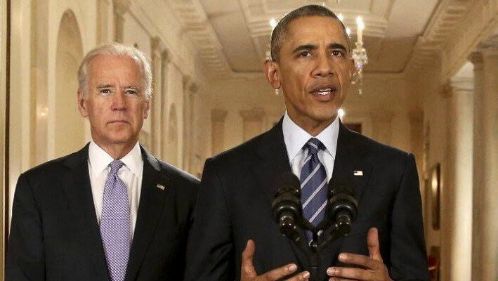 El presidente Barack Obama, junto al vicepresidente Joe Biden para hablar sobre el acuerdo nuclear con Irán el 14 de julio de 2015. (Andrew Harnik/Pool/Getty Images)