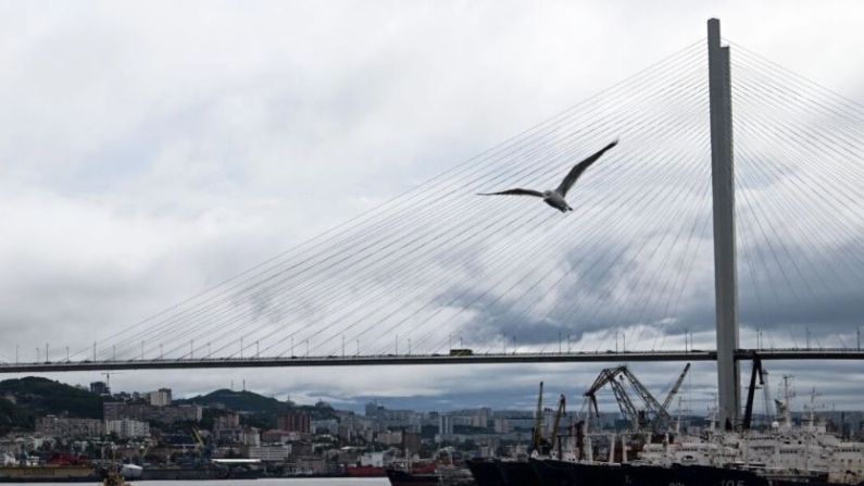 El puente que cruza la bahía del Cuerno de Oro en el lejano puerto ruso de Vladivostok el 5 de septiembre de 2022. (Kirill Kudryavtsev/AFP vía Getty Images)