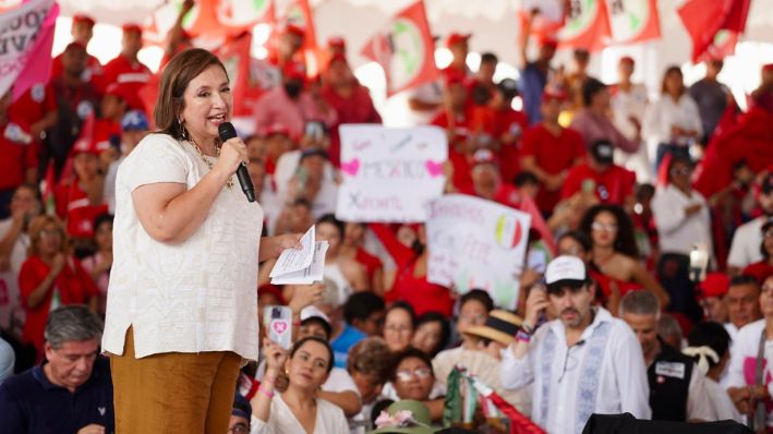 Xóchitl Gálvez durante un mitin con simpatizantes en Boca del Río, Veracruz, el 15 de mayo de 2024. (Cortesía: Campaña Xóchitl Gálvez) 