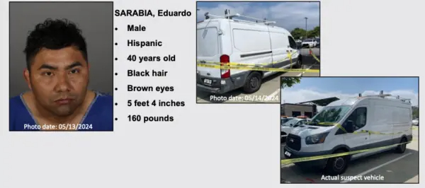 Eduardo Sarabia es sospechoso de secuestrar a dos mujeres y agredirlas sexualmente en el Bosque de los Ángeles, en el condado de Los Ángeles, California, en mayo de 2024. (Departamento del Sheriff del condado de Los Ángeles)