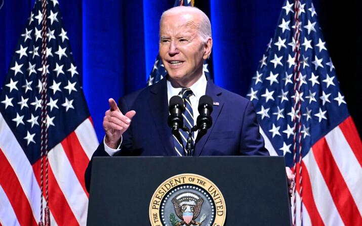 El presidente Joe Biden habla en el Museo Nacional de Historia y Cultura Afroamericana, en Washington, el 17 de mayo de 2024. (Andrew Caballero-Reynolds/AFP vía Getty Images)