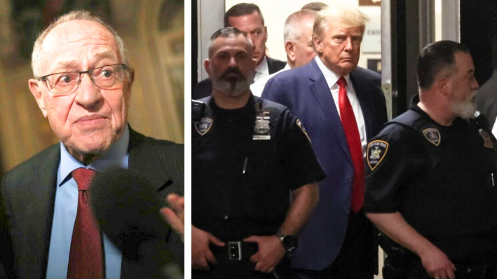 (Izquierda) Alan Dershowitz. (Derecha) El expresidente Donald Trump. (Mario Tama, Michael M. Santiago/Getty Images)