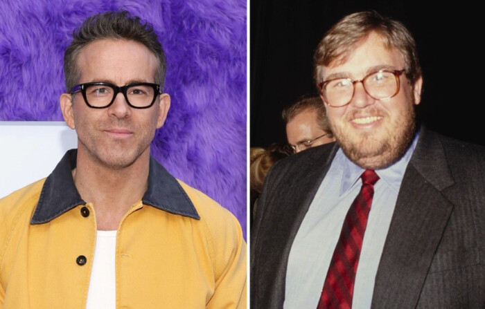 (Izquierda) Ryan Reynolds asiste al estreno de "If" de Paramount en Nueva York el 13 de mayo de 2024. (Mike Coppola/Getty Images) (Derecha) El cómico y actor canadiense John Candy asiste a la convención ShoWest '91 en Las Vegas, Nevada, el 7 de febrero de 1991. (Vinnie Zuffante/Getty Images)