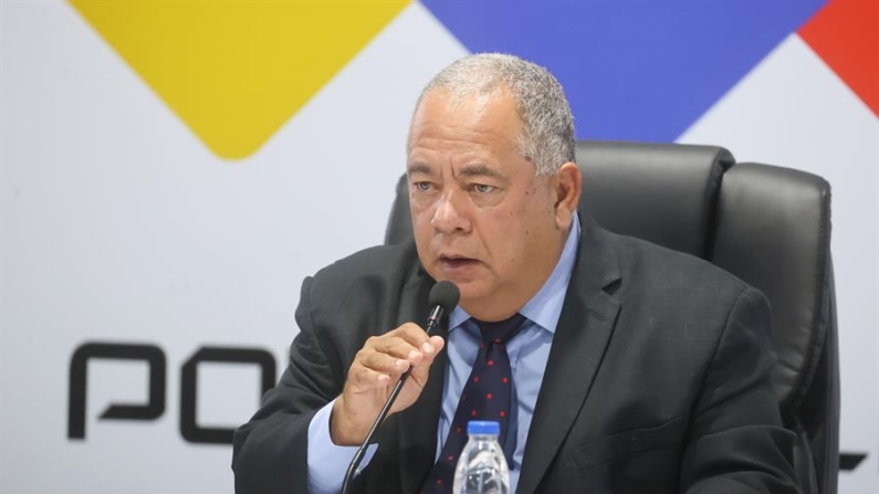 El presidente del Consejo Nacional Electoral (CNE), Elvis Amoroso, habla durante una rueda de prensa este 28 de mayo de 2024, en Caracas (Venezuela). EFE/ Miguel Gutiérrez
