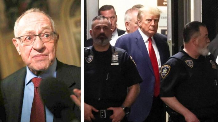 (Izq.) Alan Dershowitz. (Der.) El expresidente Donald Trump. (Mario Tama, Michael M. Santiago/Getty Images)