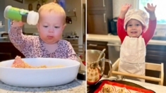 Niña chef:  Ayuda a su mamá desde de los 15 meses y a los 3 años es una gran cocinera