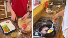 Jóvenes se levantan sin que sus padres se lo pidan y sin quejarse, preparan el desayuno familiar: VIDEO