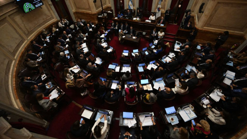 Miembros del Senado de Argentina asisten a una sesión en el Congreso Nacional en Buenos Aires el 12 de junio de 2024. (Luis Robayo/AFP vía Getty Images)