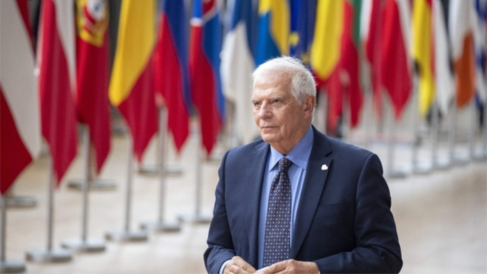 El alto representante de la Unión para Asuntos Exteriores y Política de Seguridad, Josep Borrell Fontelles, llega a una reunión del Consejo Europeo en la sede de la Unión Europea en Bruselas el 29 de junio de 2023. (Nicolas Maeterlinck/Belga Mag/AFP vía Getty Images)