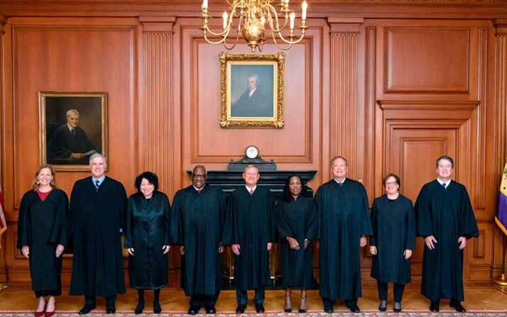 La Corte Suprema celebró una sesión especial el 30 de septiembre de 2022 para la ceremonia formal de investidura de la juez asociada Ketanji Brown Jackson. (Colección del Tribunal Supremo de Estados Unidos/Getty Images)