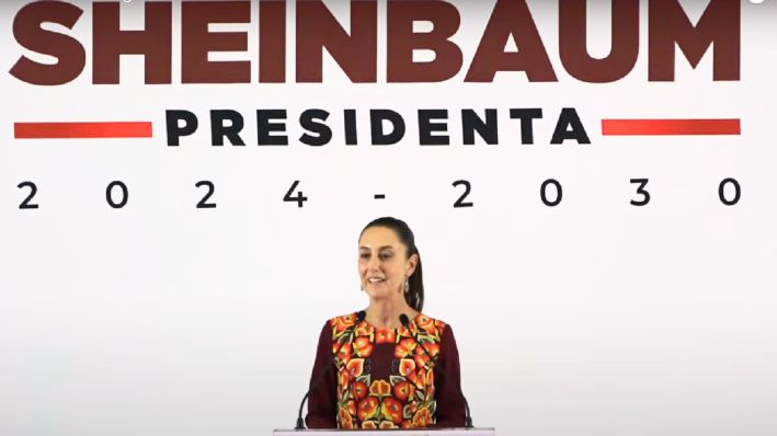 Captura de pantalla de la presidenta electa, Claudia Sheinbaum, durante una conferencia de prensa en la Ciudad de México, el 27 de junio de 2024. (Crédito: Comunicación de Claudia Sheinbaum)