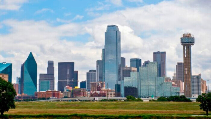 El horizonte de la ciudad de Dallas el 21 de julio de 2020. (Valerie Macon/AFP vía Getty Images)
