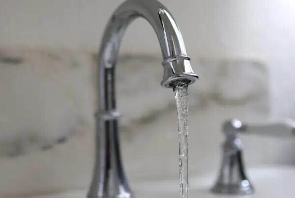 El agua fluye de un grifo en San Anselmo, California, el 6 de julio de 2023. (Justin Sullivan/Getty Images)