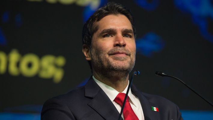 El actor y productor Eduardo Verástegui habla durante la Conferencia de Acción Política Conservadora (CPAC) el 7 de julio de 2024 en Camboriu, Brasil. (Pedro H. Tesch/Getty Images)