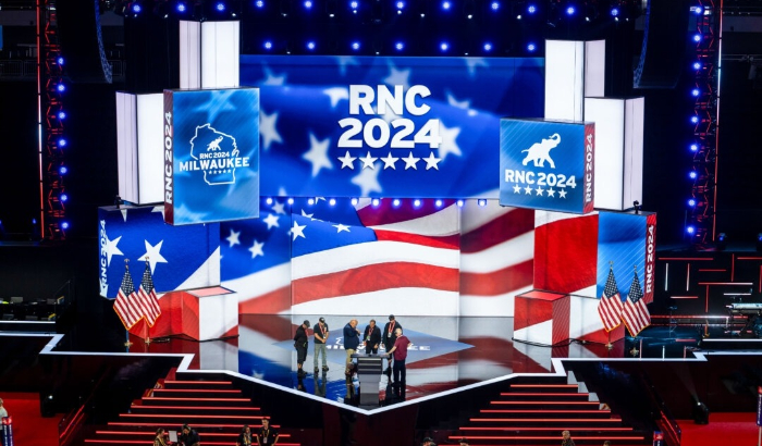 El complejo del Foro Fiserv un día antes de la Convención Nacional Republicana (RNC) en Milwaukee, Wisconsin, el 14 de julio de 2024. (Madalina Vasiliu/The Epoch Times)
