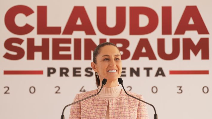 La presidenta electa, Claudia Sheinbaum, durante su rueda de prensa en Ciudad de México, el 17 de julio de 2024. (Cortesía: Equipo de Comunicación de Claudia Sheinbaum)