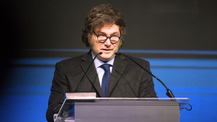 El presidente de Argentina, Javier Milei, habló en su discurso en el cierre del Congreso Judío-Latinoamericano en Buenos Aires. Una foto de archivo. (Pedro H. Tesch/Getty Images)