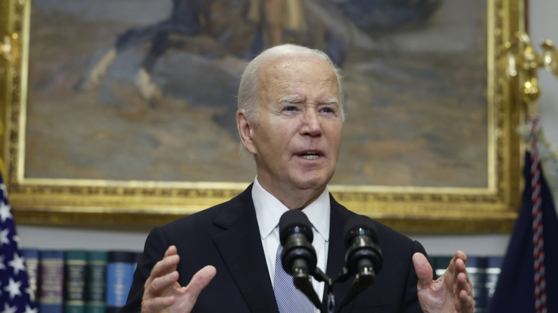 El presidente estadounidense Joe Biden pronuncia discurso en la Casa Blanca el 14 de julio de 2024 en Washington, DC. (Kevin Dietsch/Getty Images)