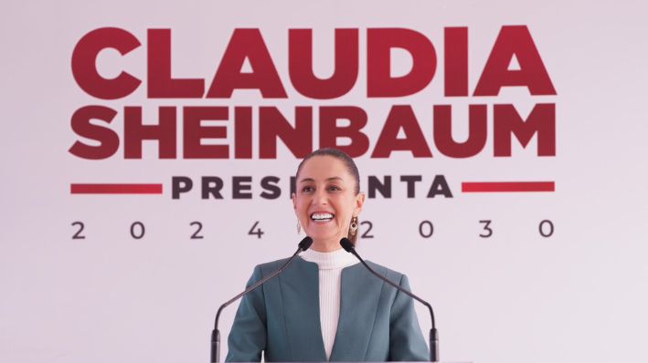 La virtual presidenta electa, Claudia Sheinbaum Pardo, durante una conferencia de prensa en la Ciudad de México, México, el 25 de julio de 2024. (Cortesía: Equipo de comunicación de Claudia Sheinbaum)