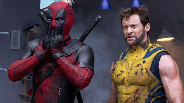 Esta imagen difundida por 20th Century Studios/Marvel Studios muestra a la izquierda a Ryan Reynolds como Deadpool, Wade Wilson, y a Hugh Jackman como Wolverine, Logan, en una escena de "Deadpool & Wolverine". (20th Century Studios/Marvel Studios vía AP)