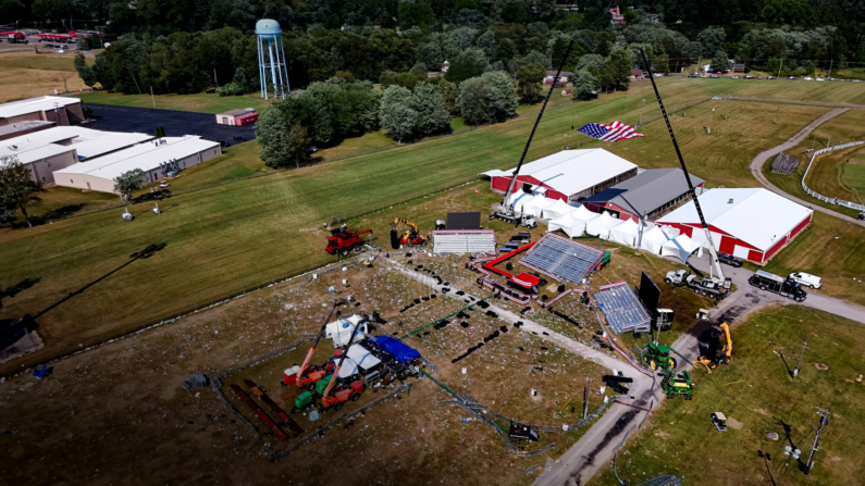 Una vista aérea del Butler Farm Show, donde el expresidente Donald Trump recibió un disparo durante su mitin de campaña el 13 de julio, en Butler, Pensilvania, el 15 de julio de 2024. (Gene J. Puskar/AP Photo)