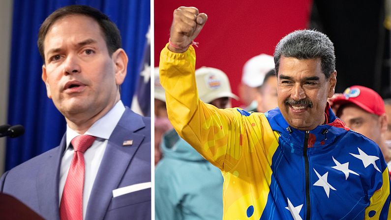 Imagen de archivo: Izq. El senador de Florida, Estados Unidos, Marco Rubio. (Drew Angerer/Getty Images) Der. El presidente de Venezuela, Nicolás Maduro, celebra después de ganar las elecciones presidenciales en el Palacio de Miraflores el 28 de julio de 2024 en Caracas, Venezuela. (Alfredo Lasry R/Getty Images)