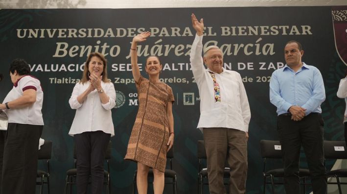 La presidenta electa, Claudia Sheinbaum Pardo, y el presidente, Andrés Manuel López Obrador, durante un evento en Morelos, el 27 de julio de 2024. (Cortesía: Comunicación de Claudia Sheinbaum Pardo) 