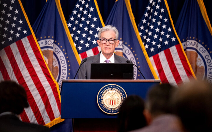 El presidente de la Reserva Federal, Jerome Powell, habla en una conferencia de prensa después de una reunión del Comité Federal de Mercado Abierto en el edificio de la Junta de la Reserva Federal William McChesney Martin Jr., en Washington, el 31 de julio de 2024. (Andrew Harnik/Getty Images)