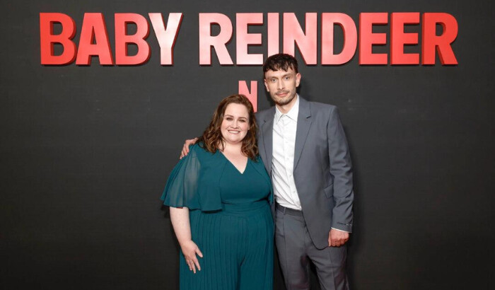 Jessica Gunning y Richard Gadd asisten a la proyección oficial y preguntas y respuestas de "Baby Reindeer" de Netflix en Los Ángeles, California, el 7 de mayo de 2024. (Emma McIntyre/Getty Images para Netflix)