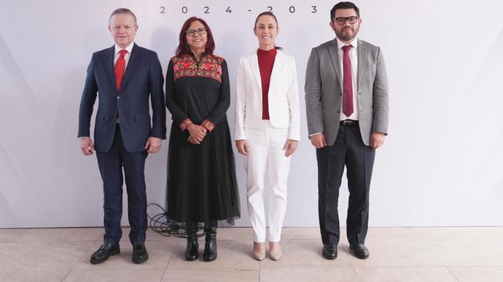 La presidenta electa, Claudia Sheinbaum, presenta a los nuevos miembros de su gabinete durante una rueda de prensa en la Ciudad de México, México, el 1 de agosto de 2024. (Cortesía: Equipo de comunicación de Claudia Sheinbaum Pardo)