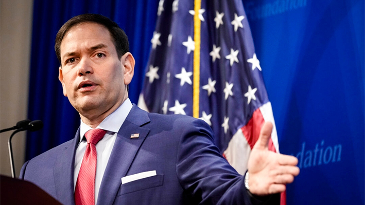 El senador Marco Rubio (R-Fla.) habla en la Fundación Heritage en Washington el 29 de marzo de 2022. (Drew Angerer/Getty Images)