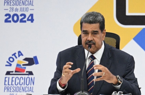 El presidente de Venezuela, Nicolás Maduro, habla durante su proclamación en la sede del CNE en Caracas el 29 de julio de 2024. (Fedrico Parra/AFP vía Getty Images)