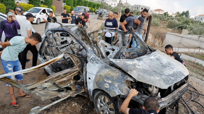 Secuelas de un ataque aéreo israelí en Zeita, Cisjordania, el 3 de agosto de 2024. (Raneen Sawafta/Reuters)