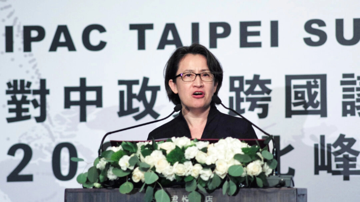 La vicepresidente de Taiwán, Hsiao Bi-khim, habla durante una reunión de la Alianza Interparlamentaria sobre China (IPAC) en Taipei el 30 de julio de 2024. (Sam Yeh/AFP vía Getty Images)