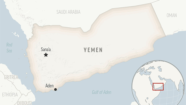 Este es un mapa localizador de Yemen con su capital, Sanaa. (Foto AP)
