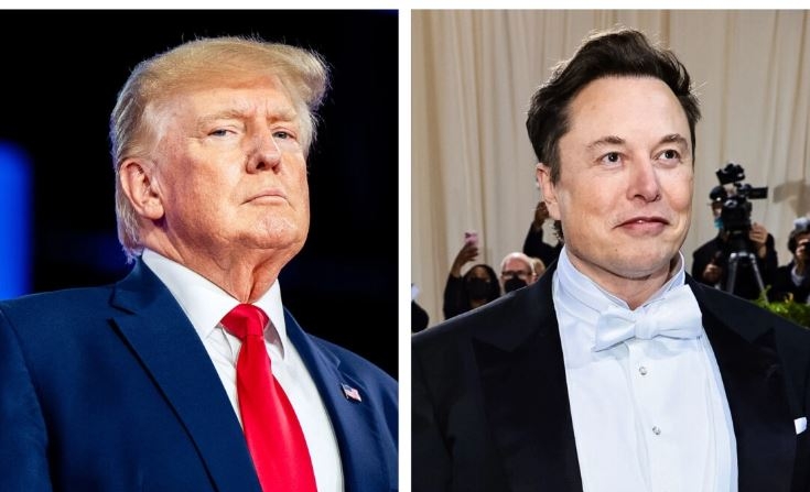 (Izquierda) El expresidente Donald Trump se prepara para hablar en la Conferencia de Acción Política Conservadora (CPAC) en Dallas, Texas, el 6 de agosto de 2022. (Derecha) Elon Musk asiste a la Gala Met 2022 que celebra "In America: An Anthology of Fashion" en el Museo Metropolitano de Arte de Nueva York, el 2 de mayo de 2022. (Brandon Bell, Jamie McCarthy/Getty Images)